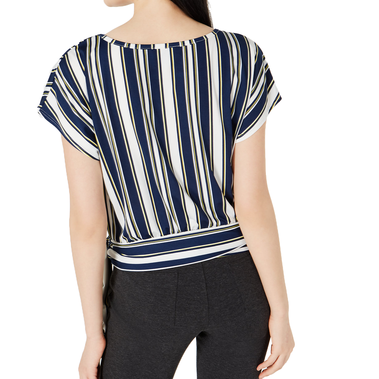 BCX Women Striped Tie Front Top