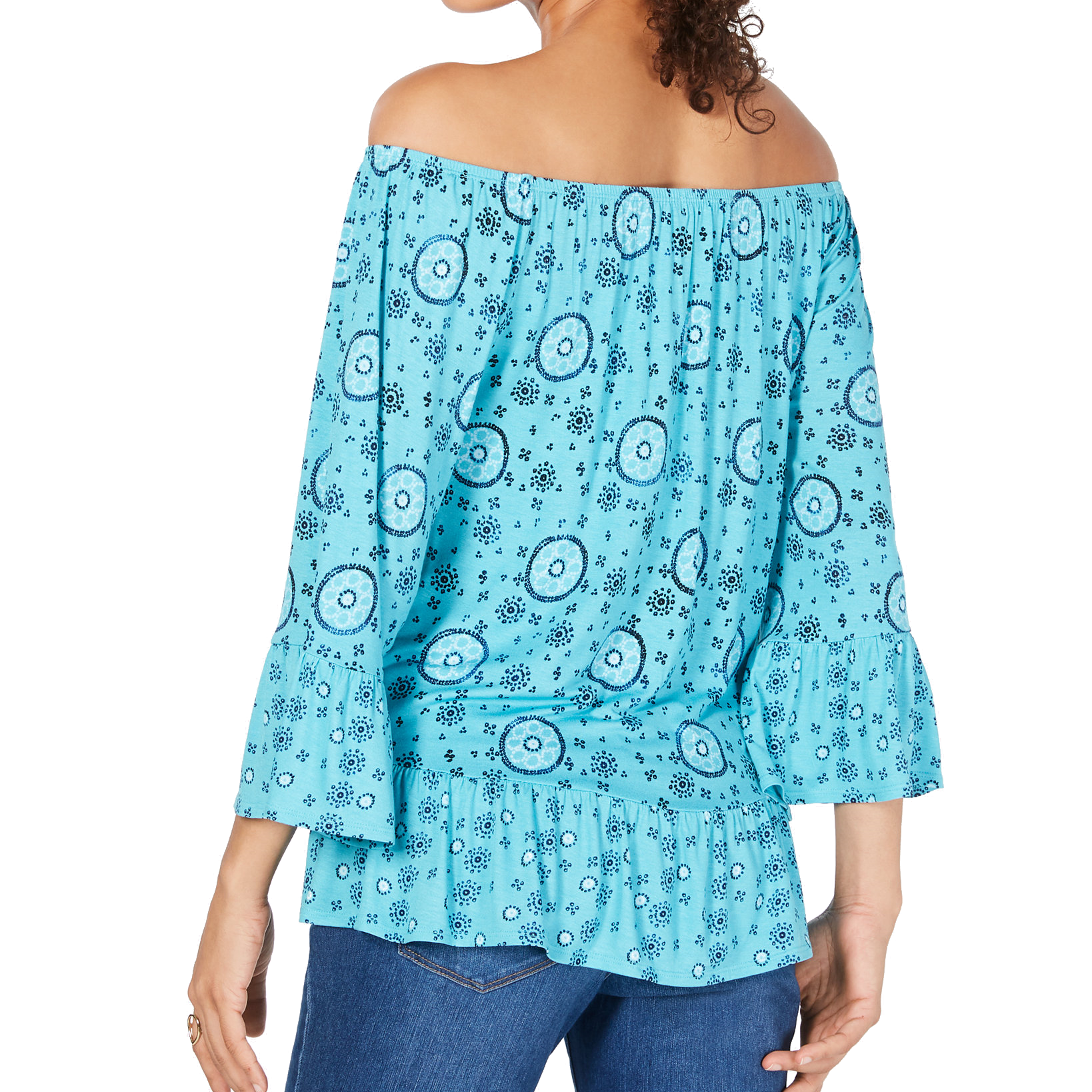 Style & Co Women Printed Off The Shoulder Top