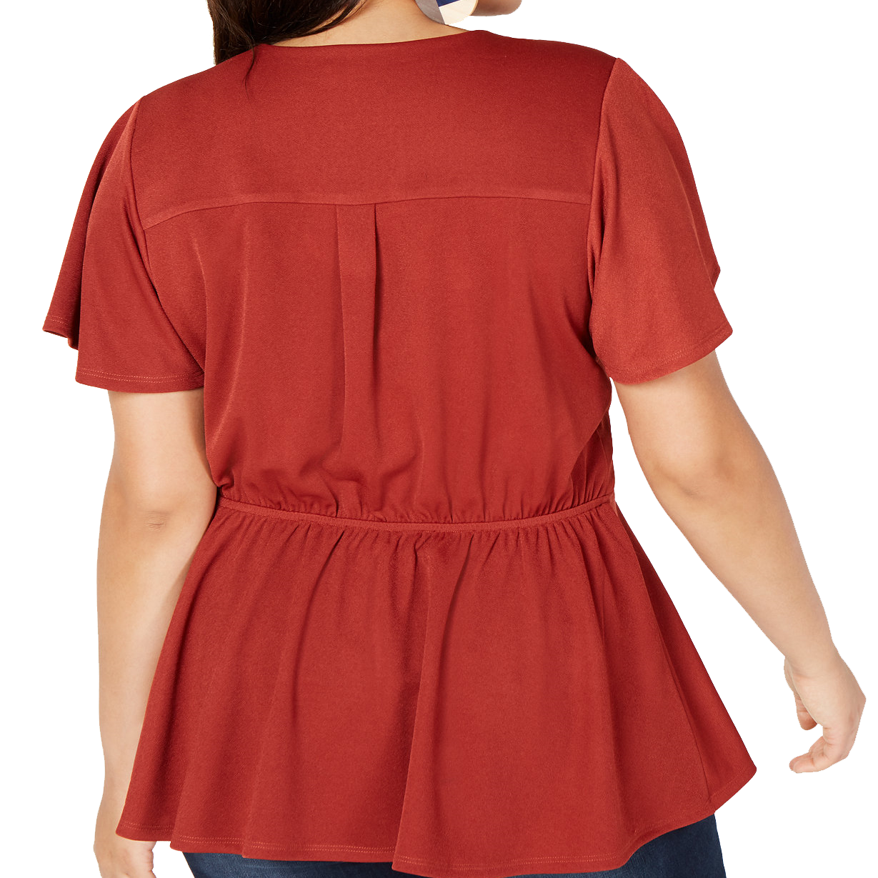 Monteau Women Plus Trendy Belted Flutter Sleeve Top