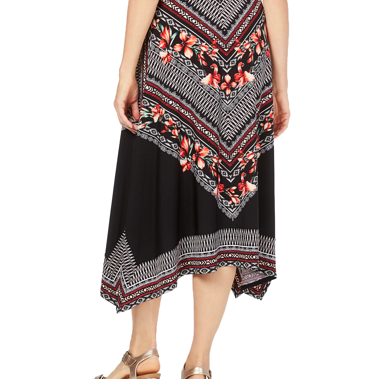 JM Collection Women Printed Handkerchief Hem Skirt