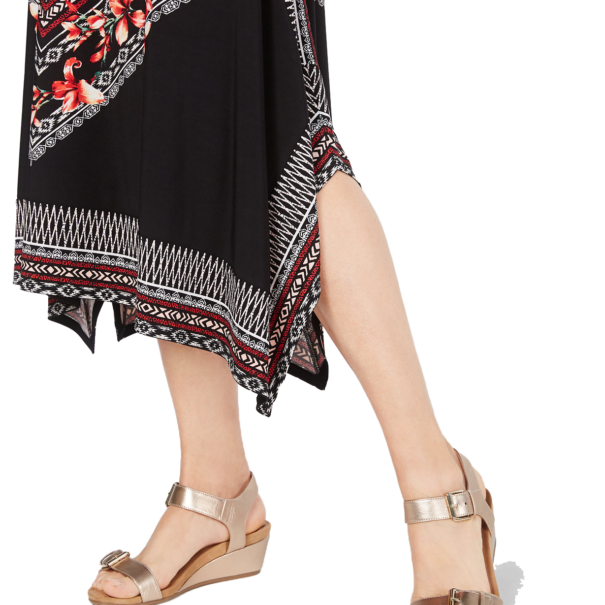 JM Collection Women Printed Handkerchief Hem Skirt