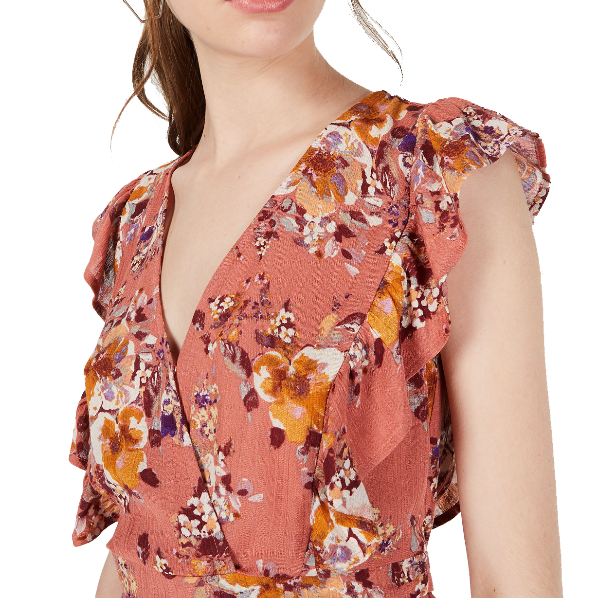 Gypsies & Moondust Women Floral Print Ruffle Sleeve Top