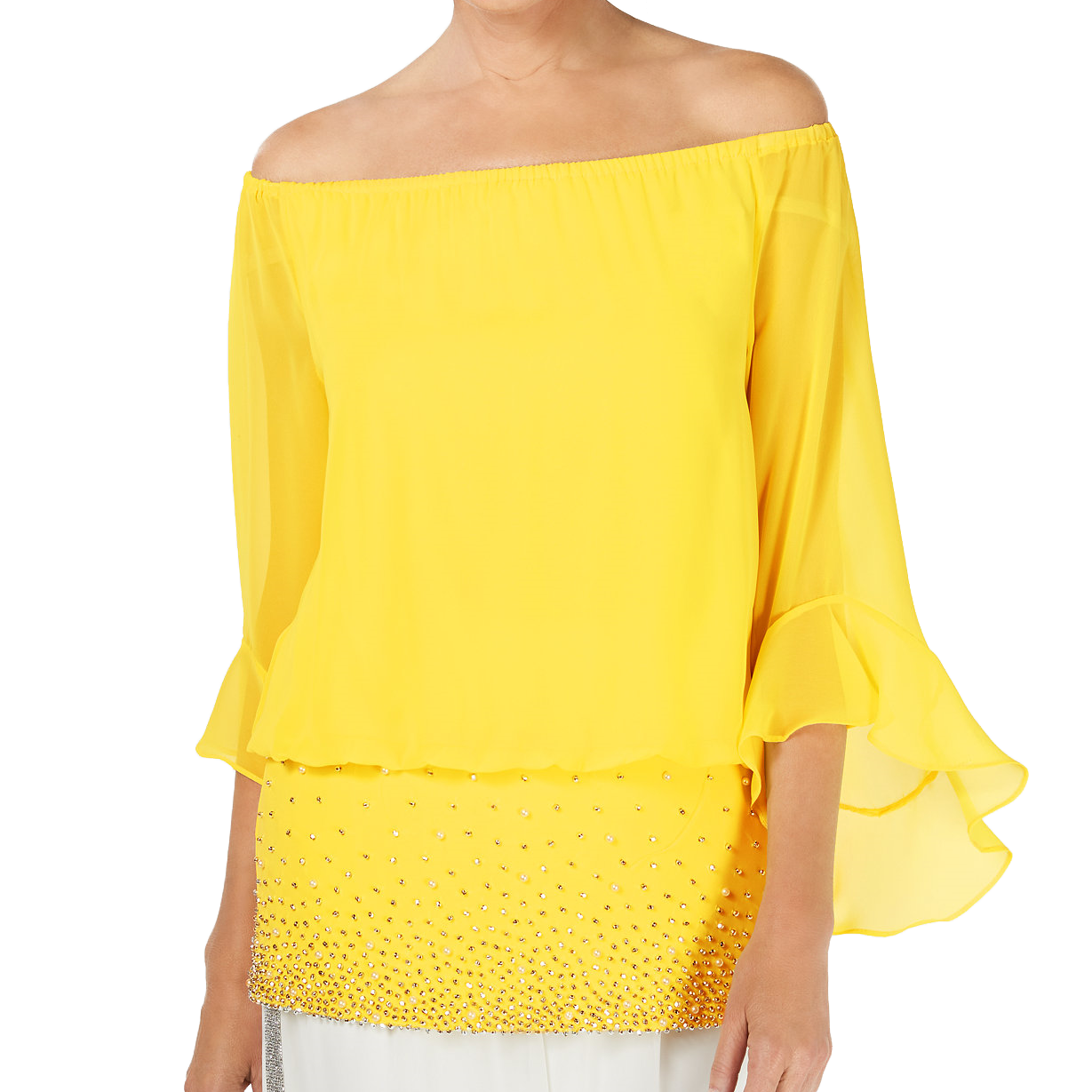 MSK Women Off The Shoulder Embellished Top Lemon