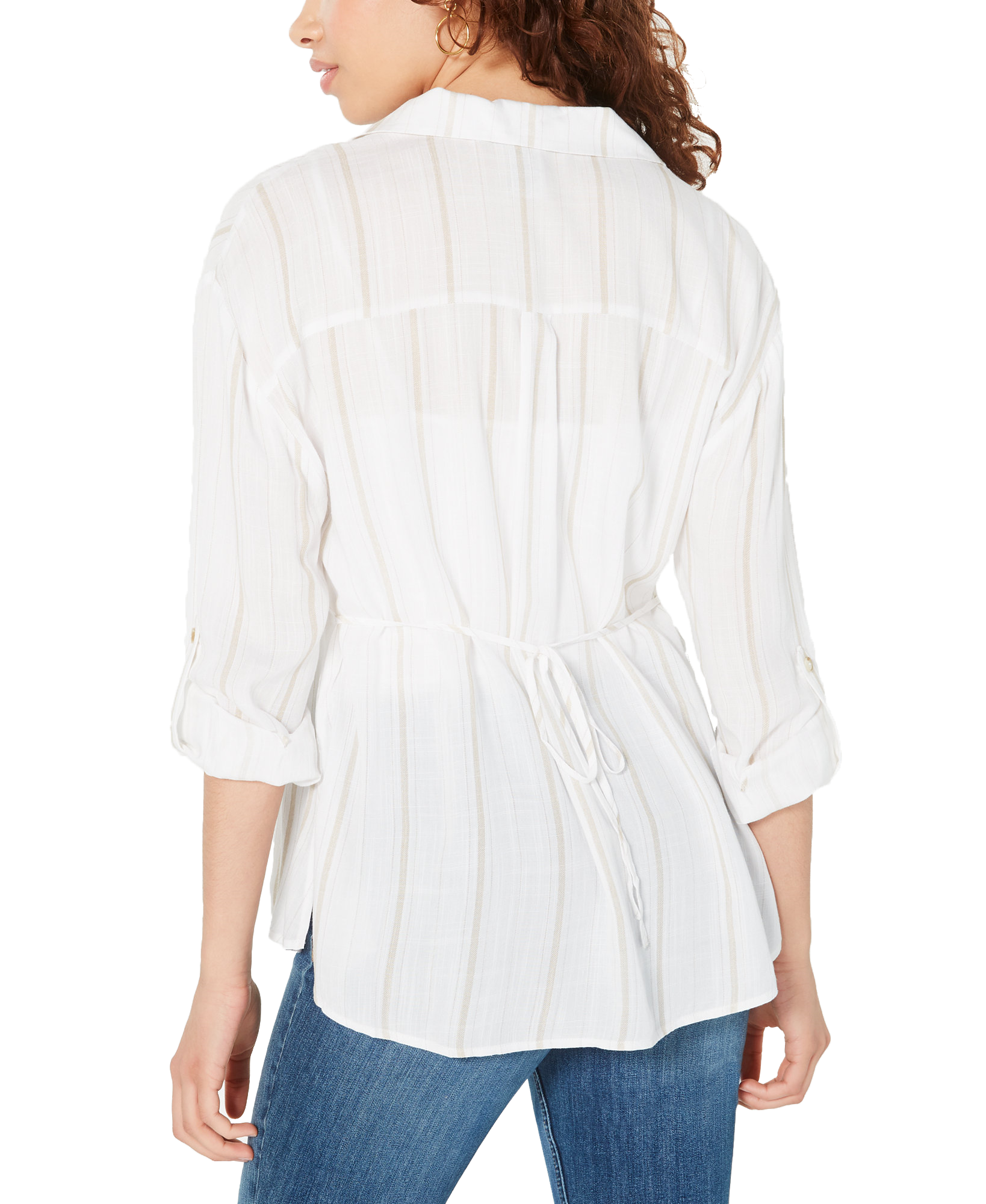 American Rag Women Pin Tucked Tie Back Shirt