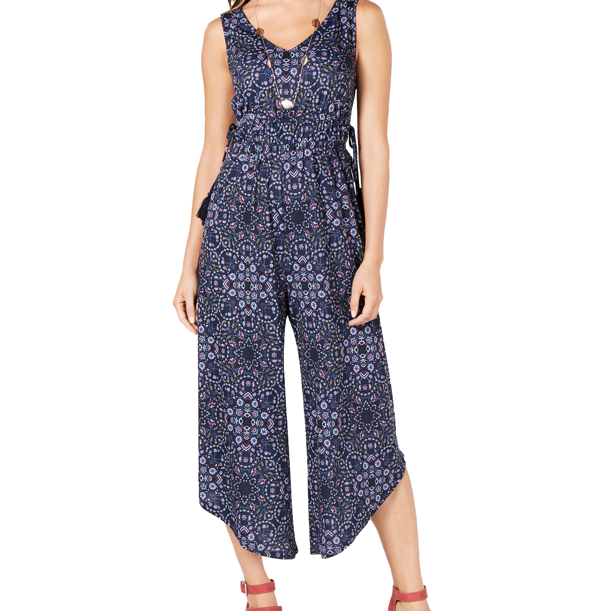 Style & Co Women Petite Printed Jumpsuit Vacay Tile