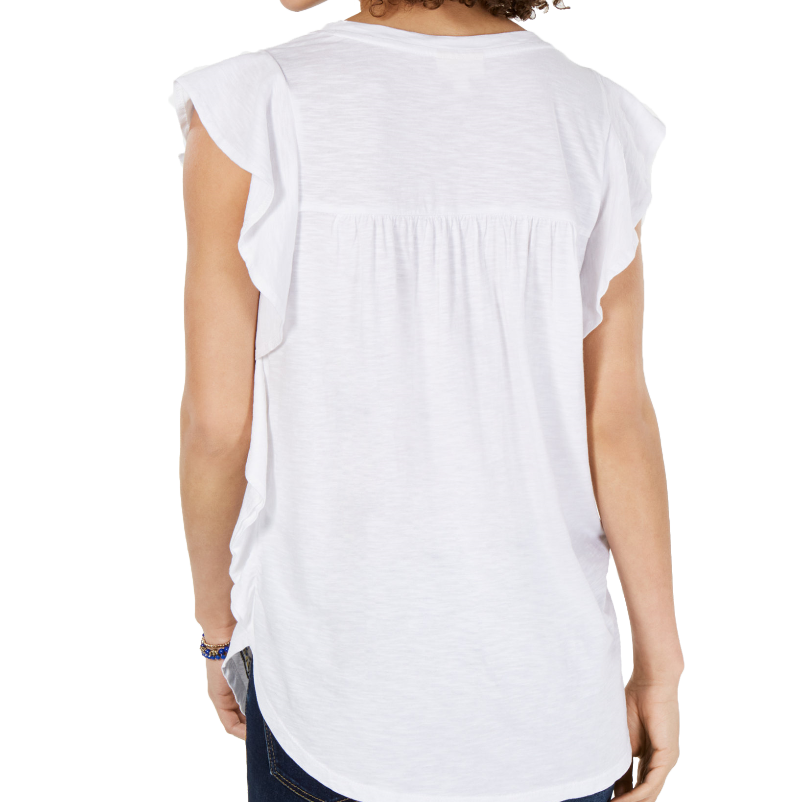 Style & Co Women Embroidered Flutter Sleeve Top