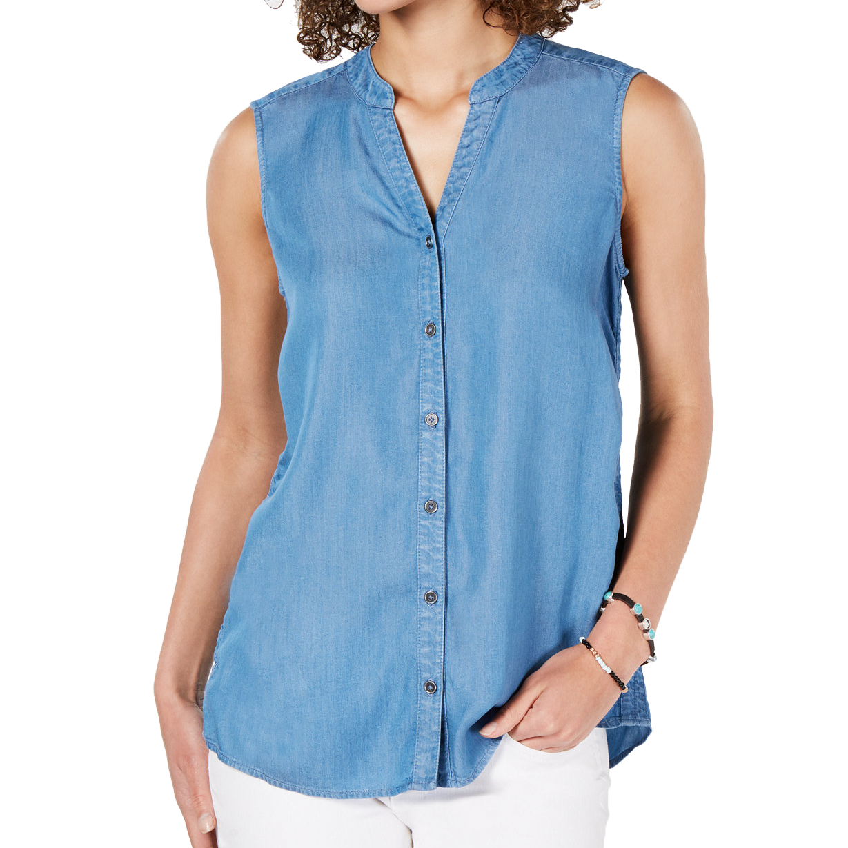 Style & Co Women Petite Cinched Side Top Sun Wash