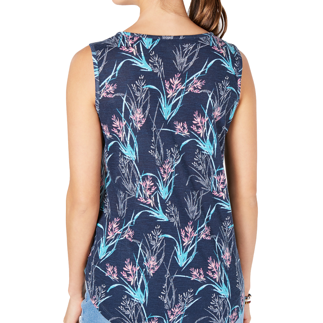 Style & Co Women Petite Mixed Print Tie Front Top