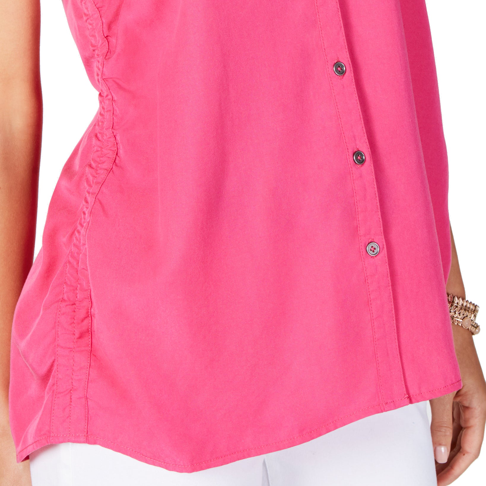 Style & Co Women Petite Cinched Side Sleeveless Top