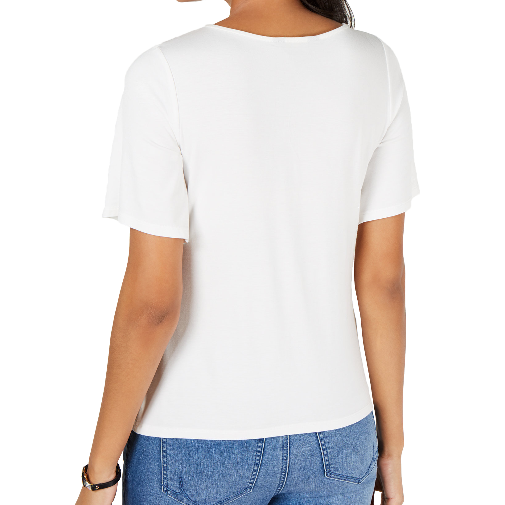 Thalia Sodi Women Asymmetric Lattice Neck Top