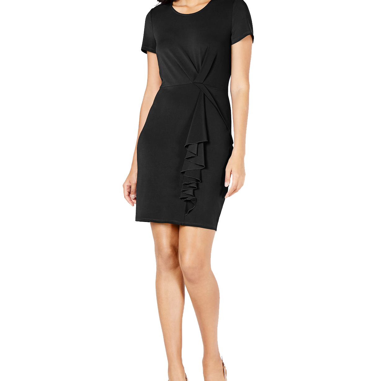 Thalia Sodi Women Asymetrical Ruffle Dress Black