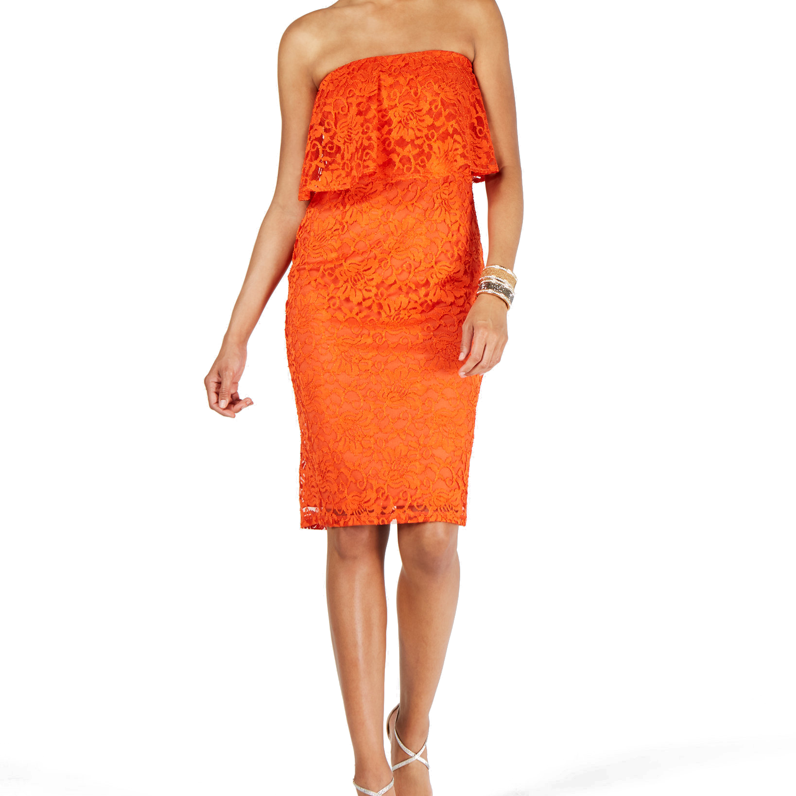 Thalia Sodi Women Strapless Lace Dress Woodfire