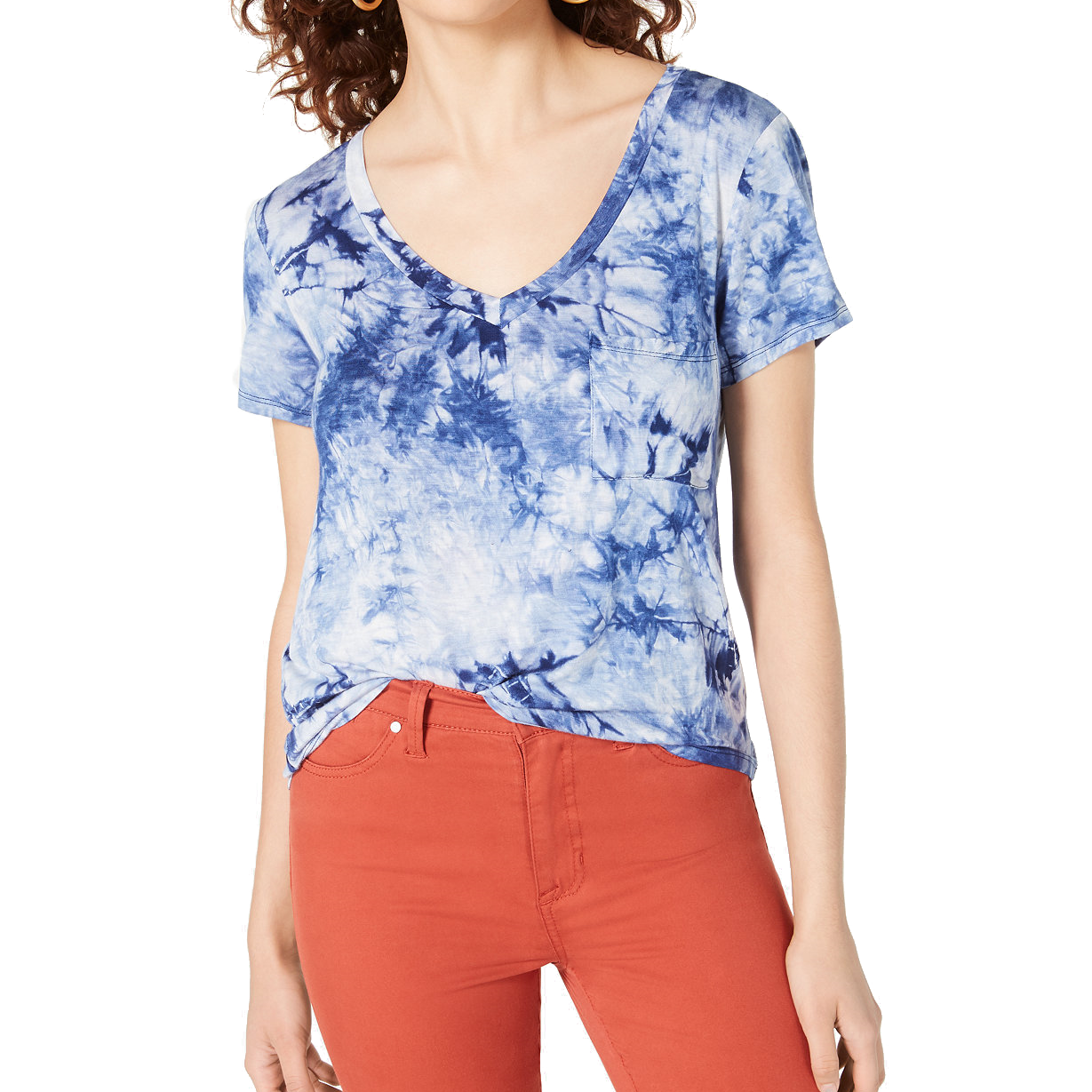Self Esteem Women Tie Dyed V Neck Top American Navy