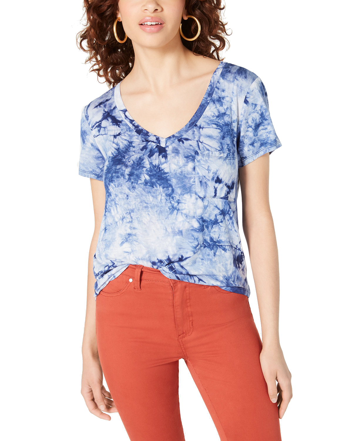 Self Esteem Women Tie Dyed V Neck Top American Navy