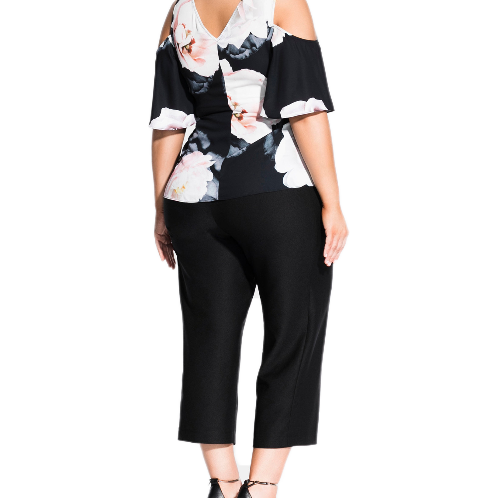 City Chic Women Plus Trendy Floral Cold Shoulder Top