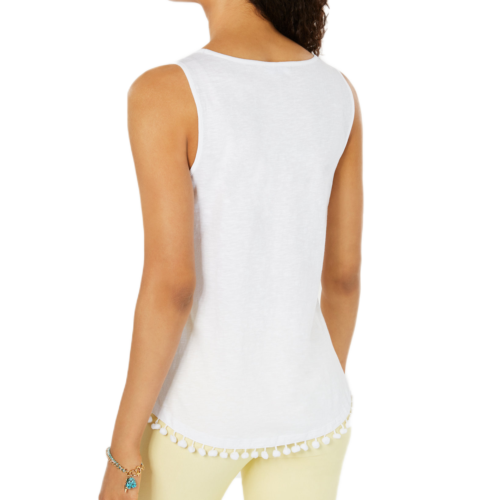 Charter Club Women Cotton Pom Pom Trim Tank Top
