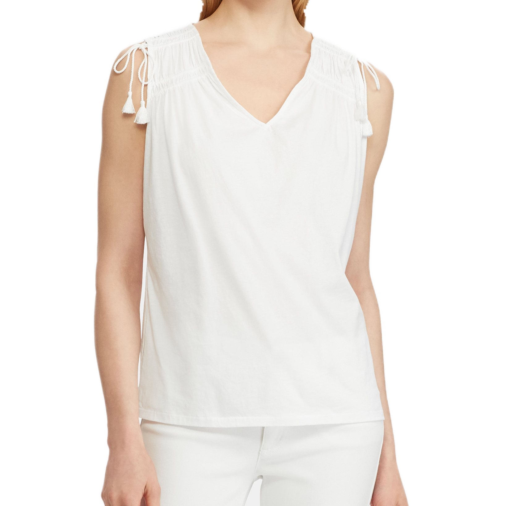 Lauren Ralph Lauren Women Ruche Paneled Top White