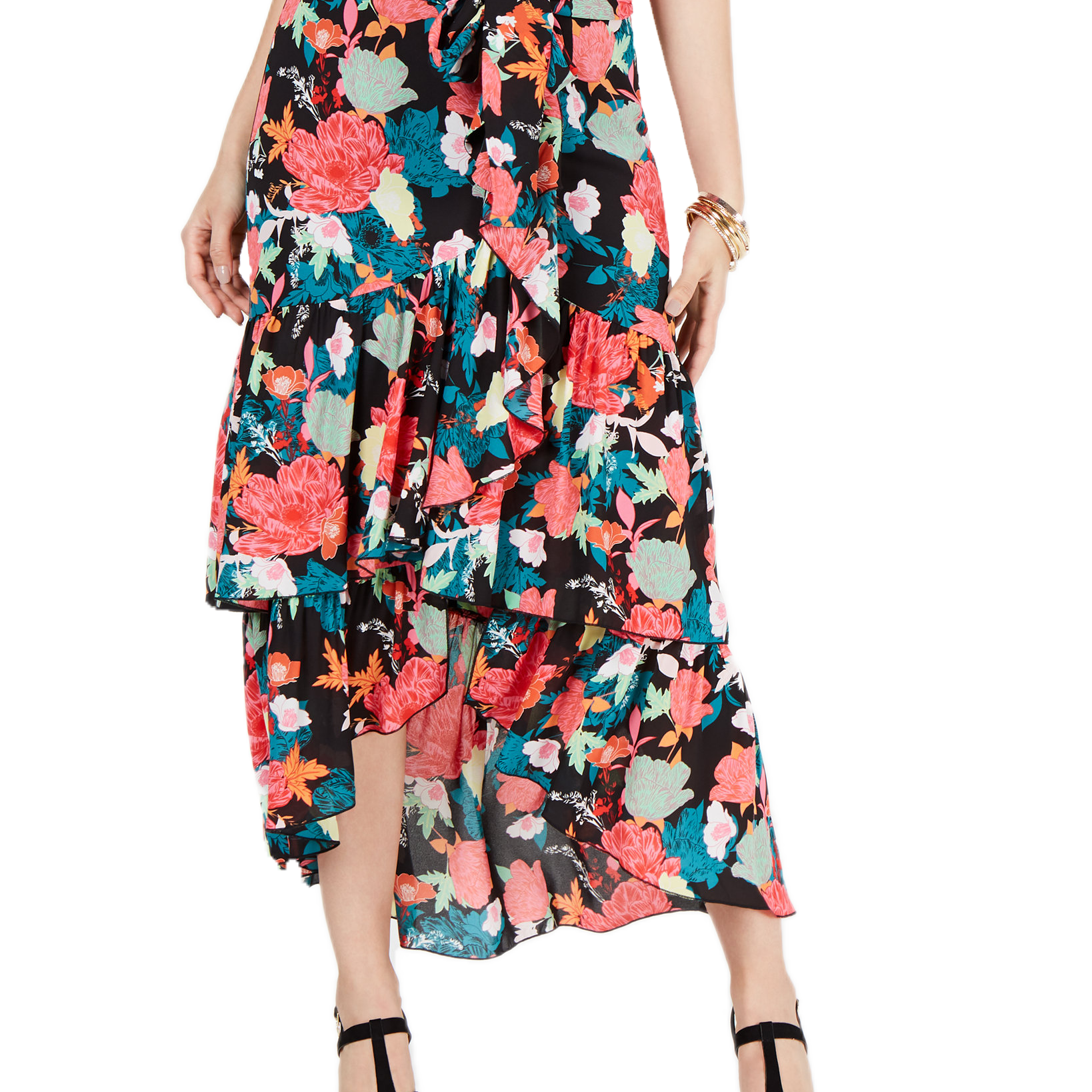 Thalia Sodi Women Printed Wrapped Ruffle Skirt Floral