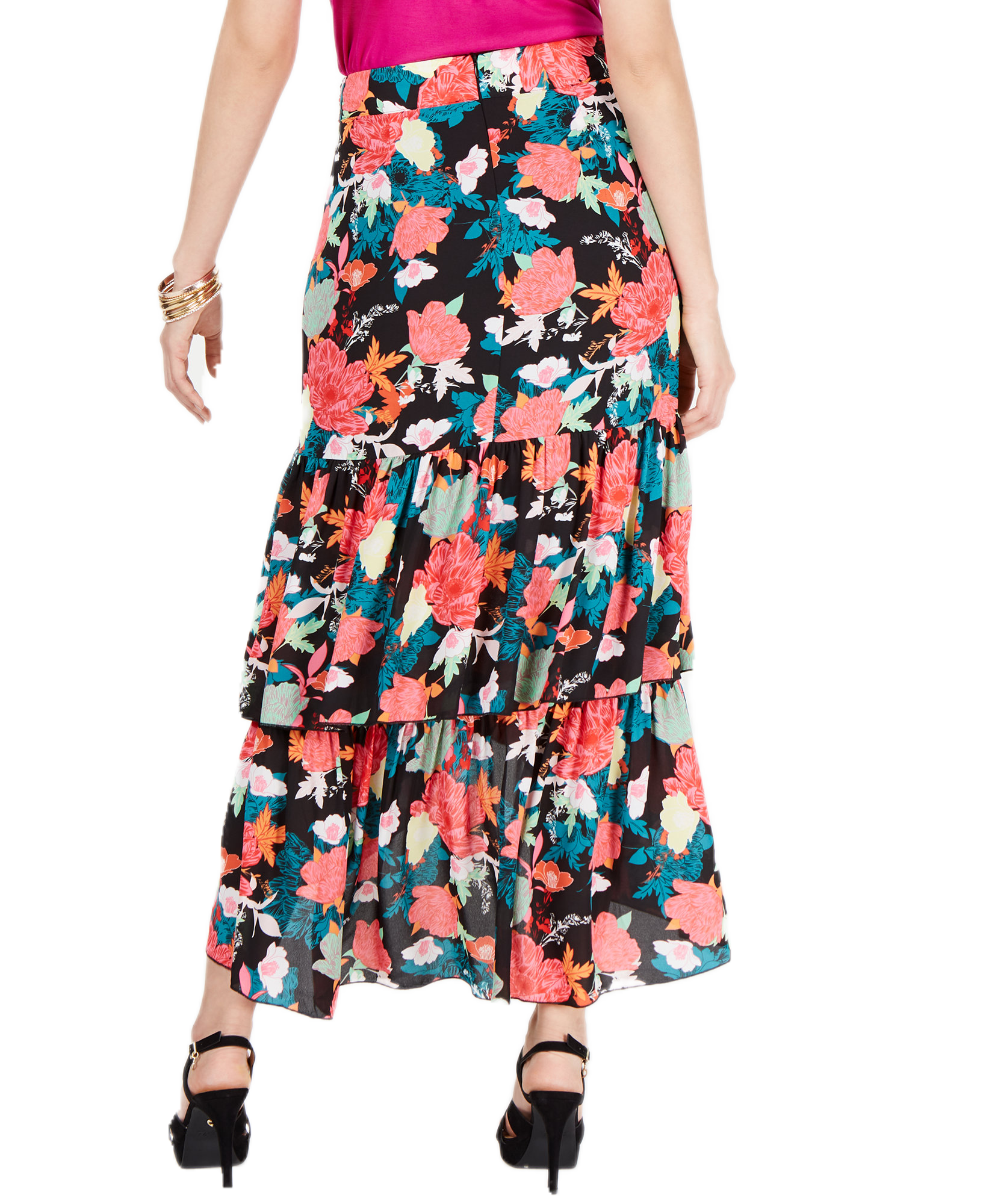 Thalia Sodi Women Printed Wrapped Ruffle Skirt