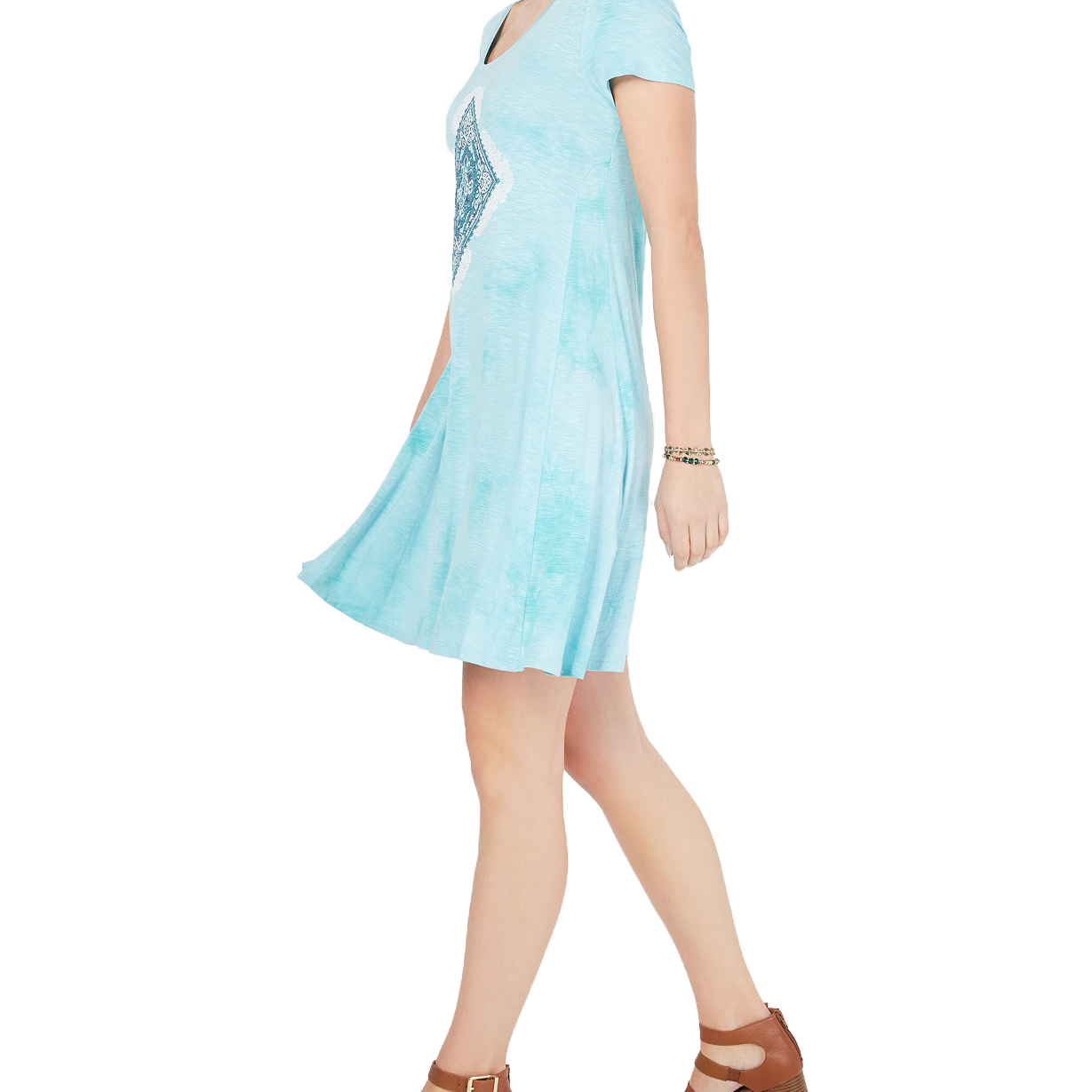 Style & Co Women Graphic Scoop Neck T Shirt Dress