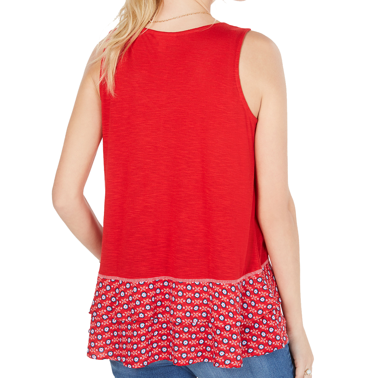 Style & Co Women Ruffled Hem Sleeveless Top