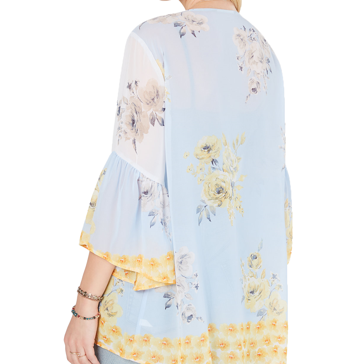 Style & Co Women Floral Print Flutter Sleeve Kimono