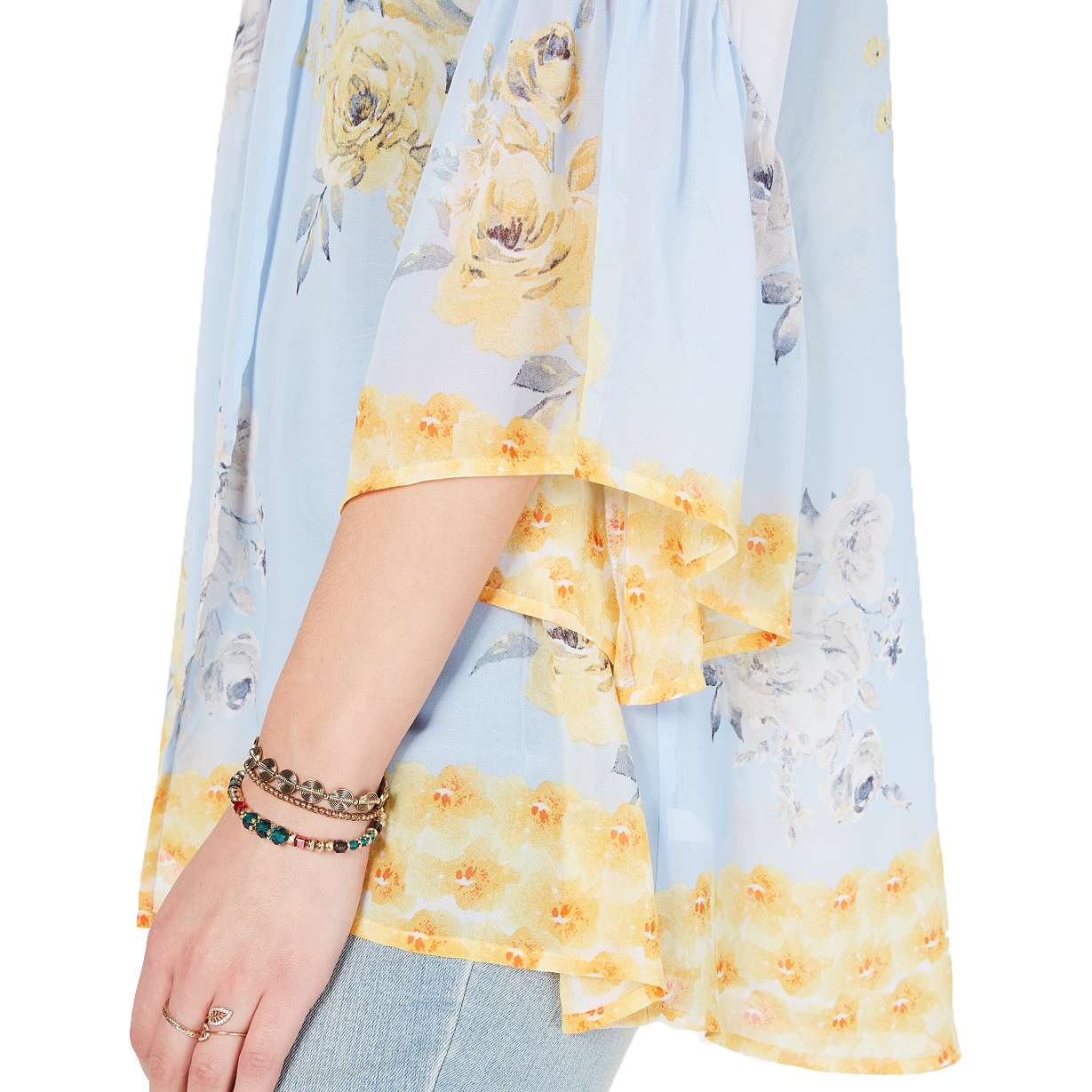 Style & Co Women Floral Print Flutter Sleeve Kimono