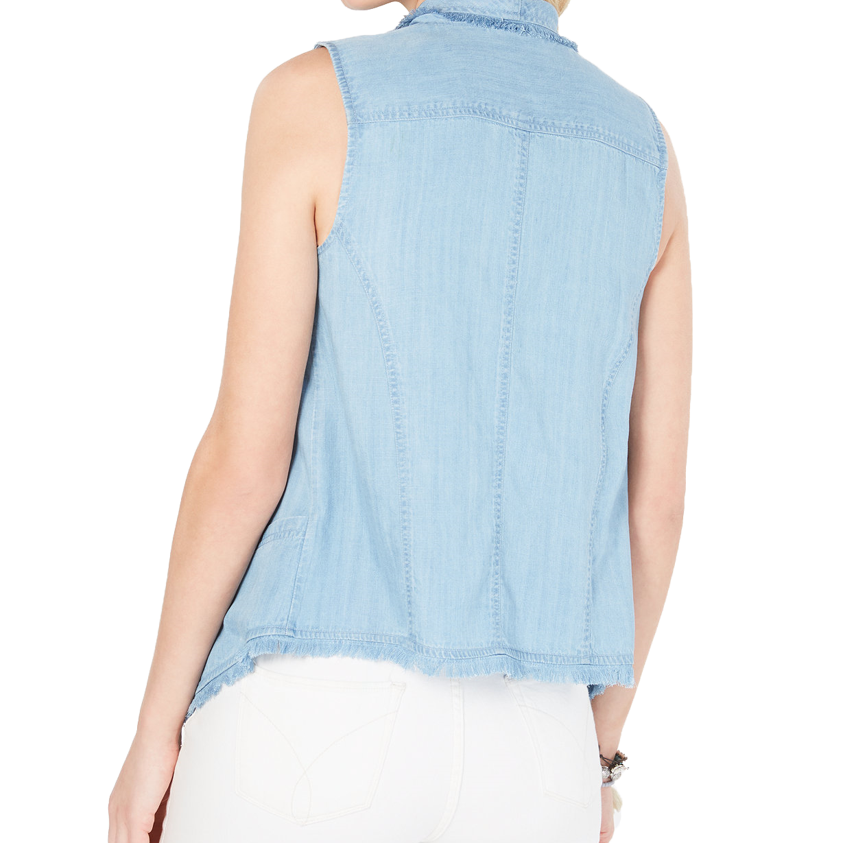 Style & Co Women Draped Front Frayed Hem Vest