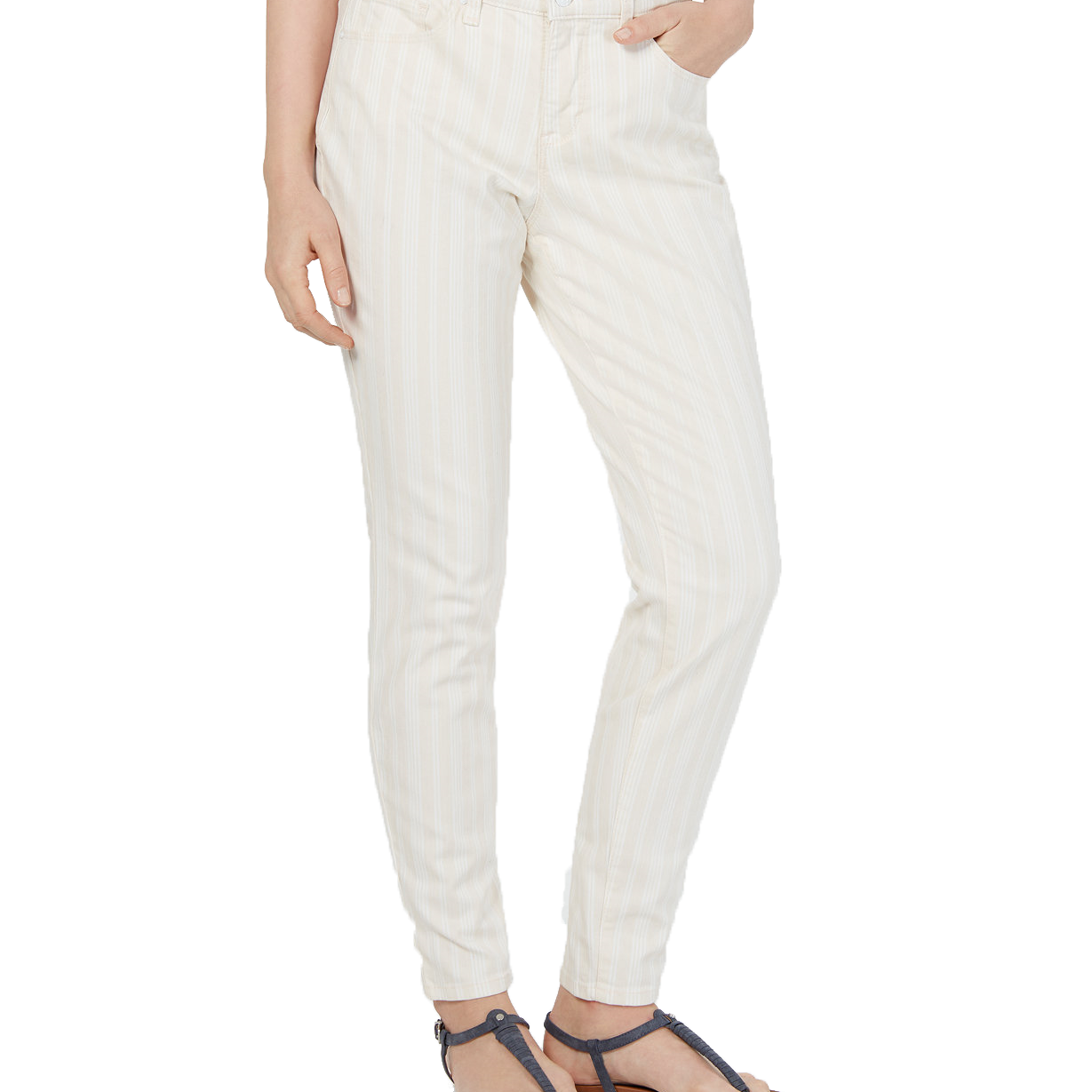 Style & Co Women Striped Curvy Skinny Fit Jeans Soft Pink