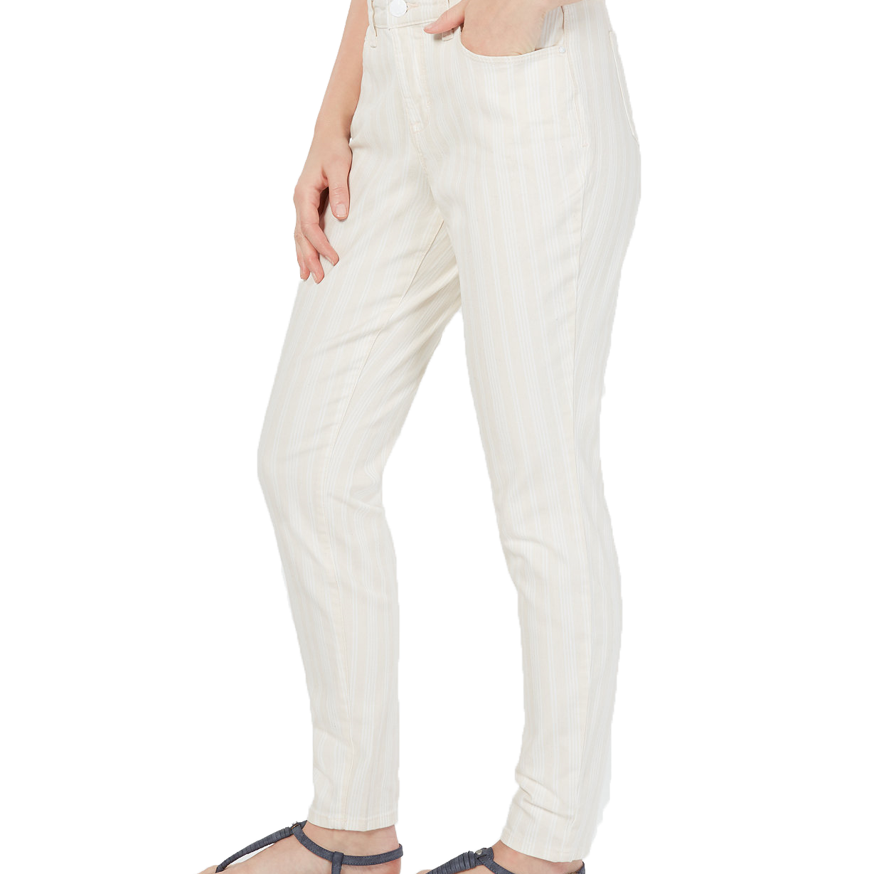 Style & Co Women Striped Curvy Skinny Fit Jeans