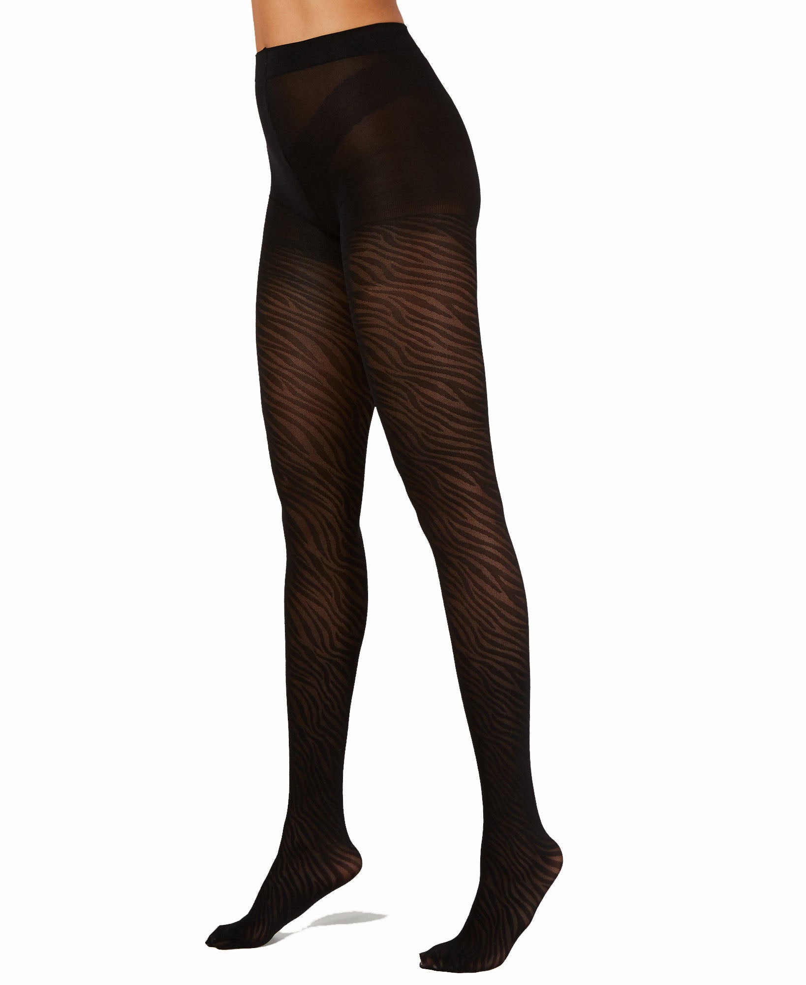 INC International Concepts Women Zebra Tights Black