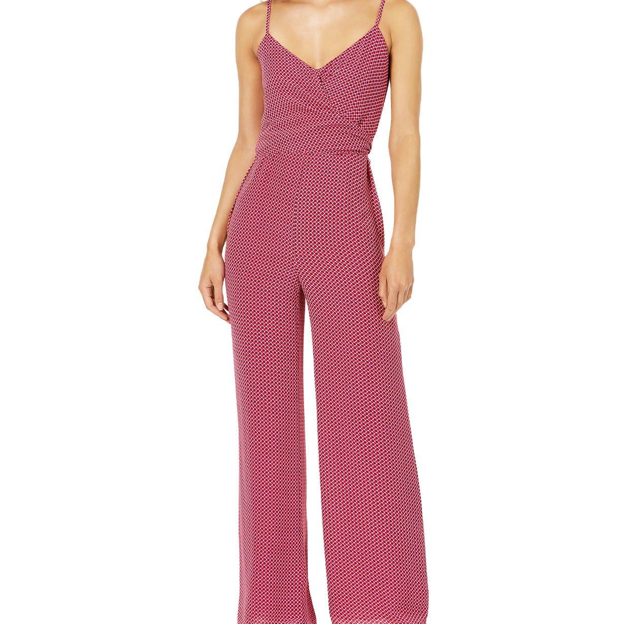 MICHAEL Michael Kors Women Dotted Wide Leg Jumpsuit Deep Fuchsia Garnet