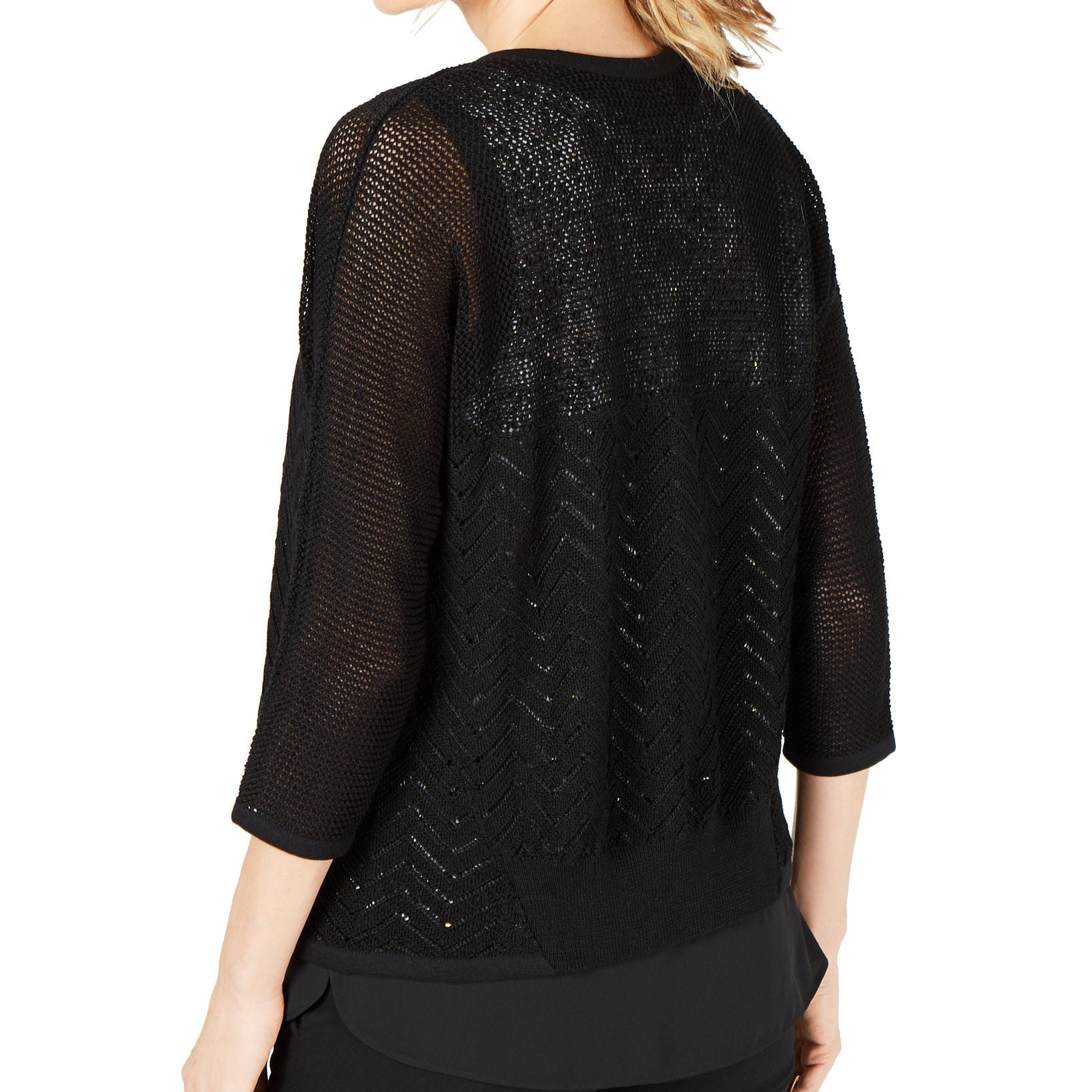 JM Collection Women Cotton Mixed Stitch Cardigan