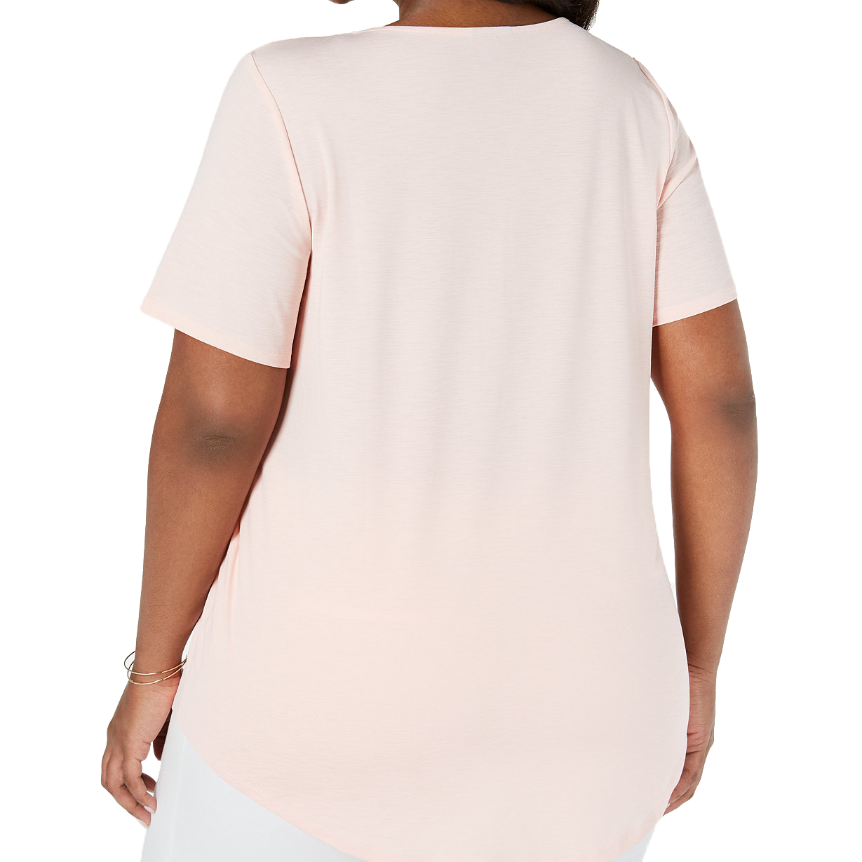 JM Collection Women Plus Metallic Trim Keyhole Top