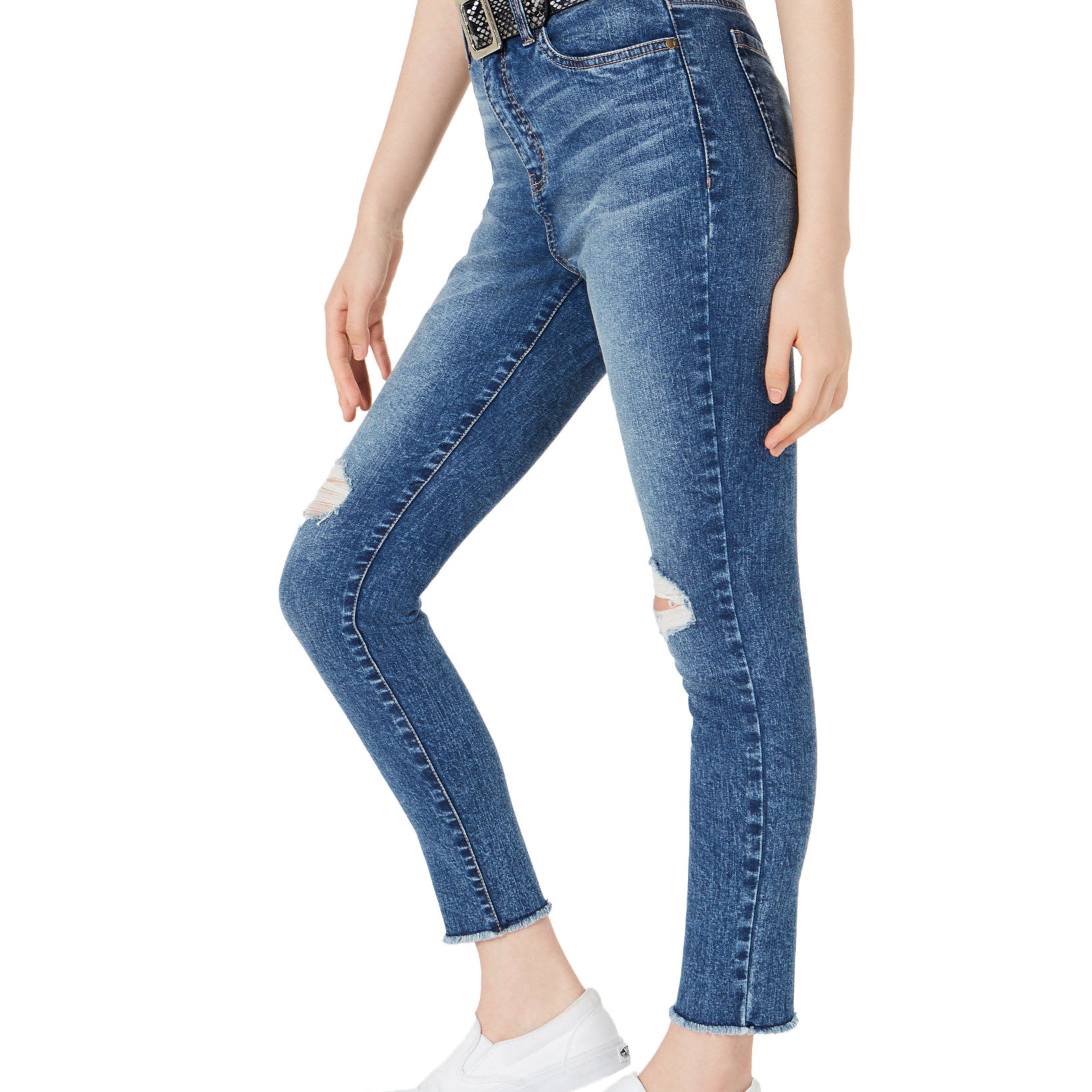 Dollhouse Women Ripped Skinny Jeans With Belt
