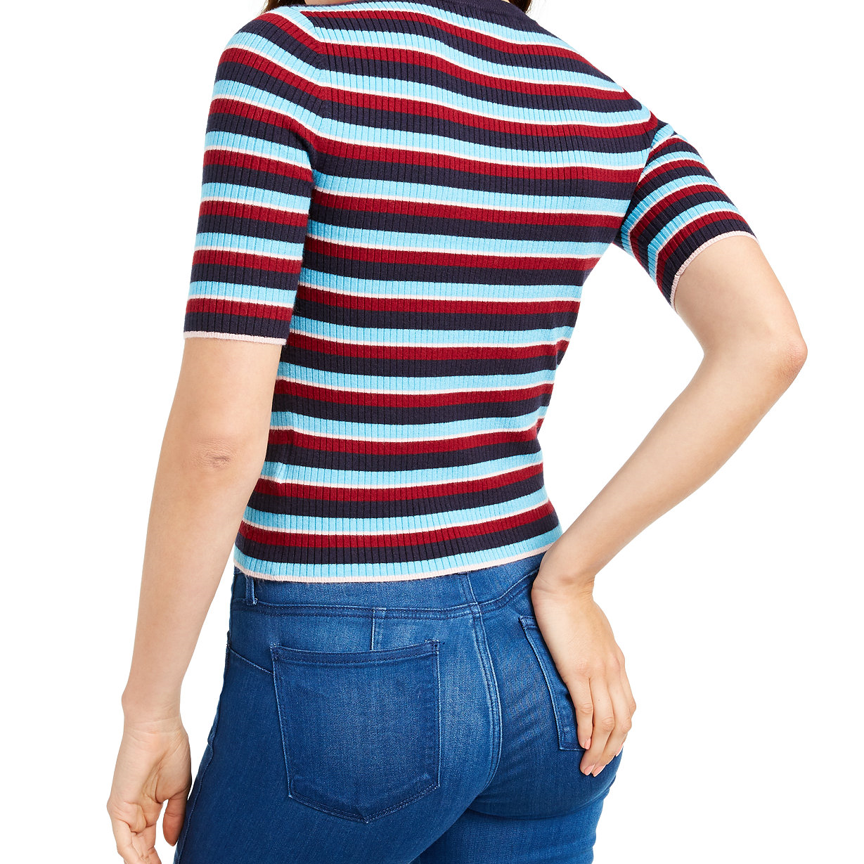 Juicy-Couture-Women-Short-Sleeve-Striped-Sweater
