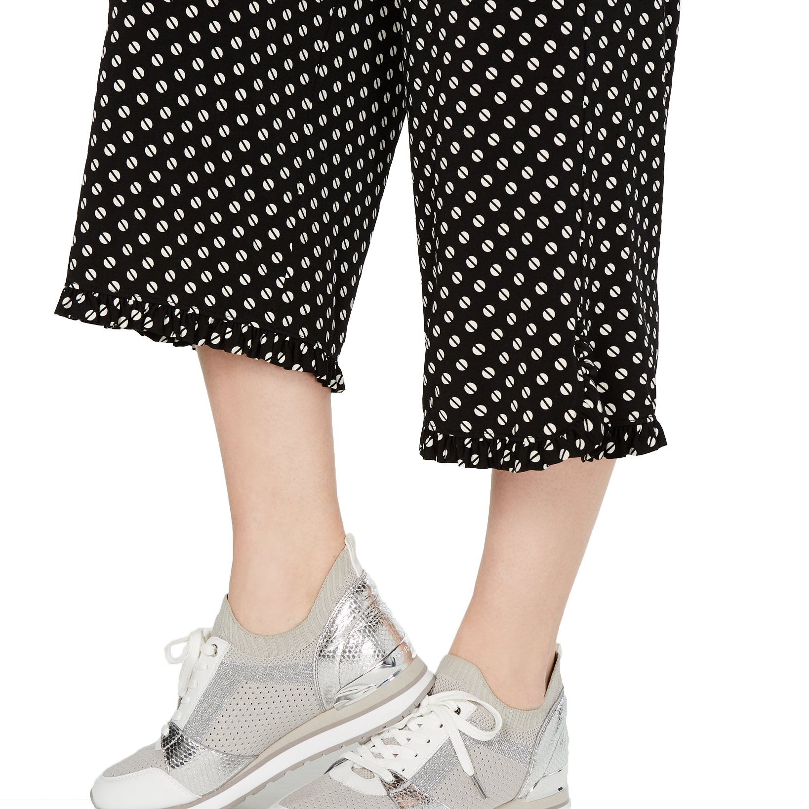 MICHAEL Michael Kors Women Printed Ruffle Hem Cropped Pants