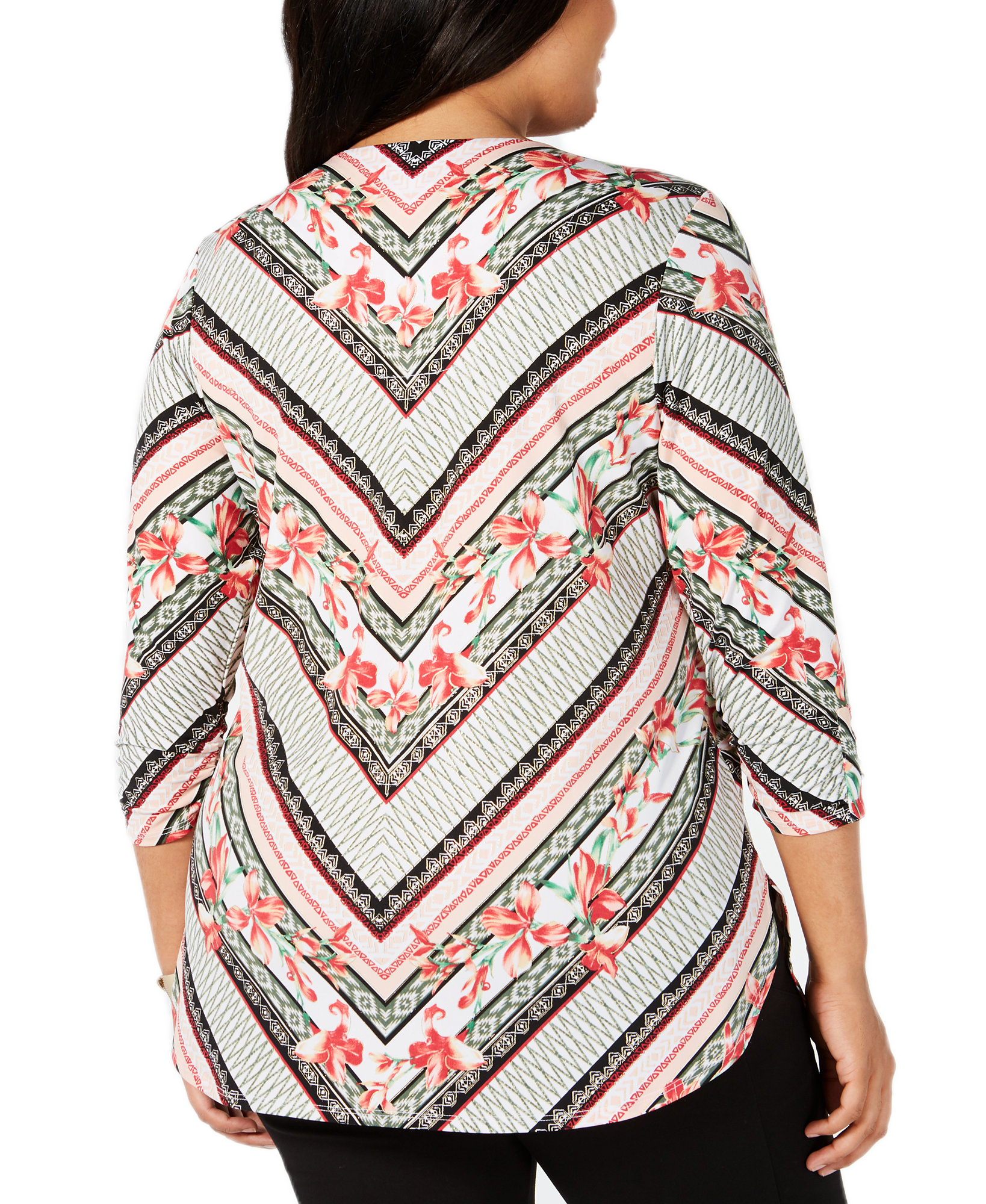 JM Collection Women Plus Zip Neck Tunic