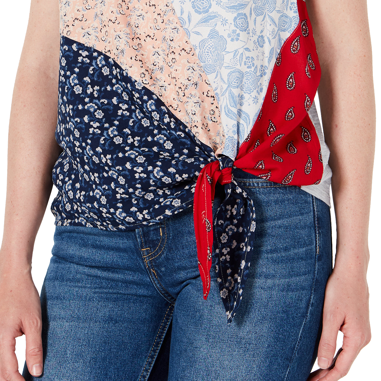 Style & Co Women Petite Patch Side Tie Top