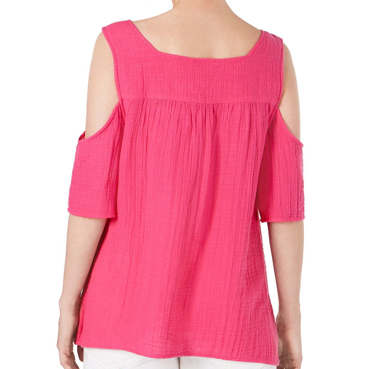 Style & Co Women Cotton Embroidered Cold Shoulder Top