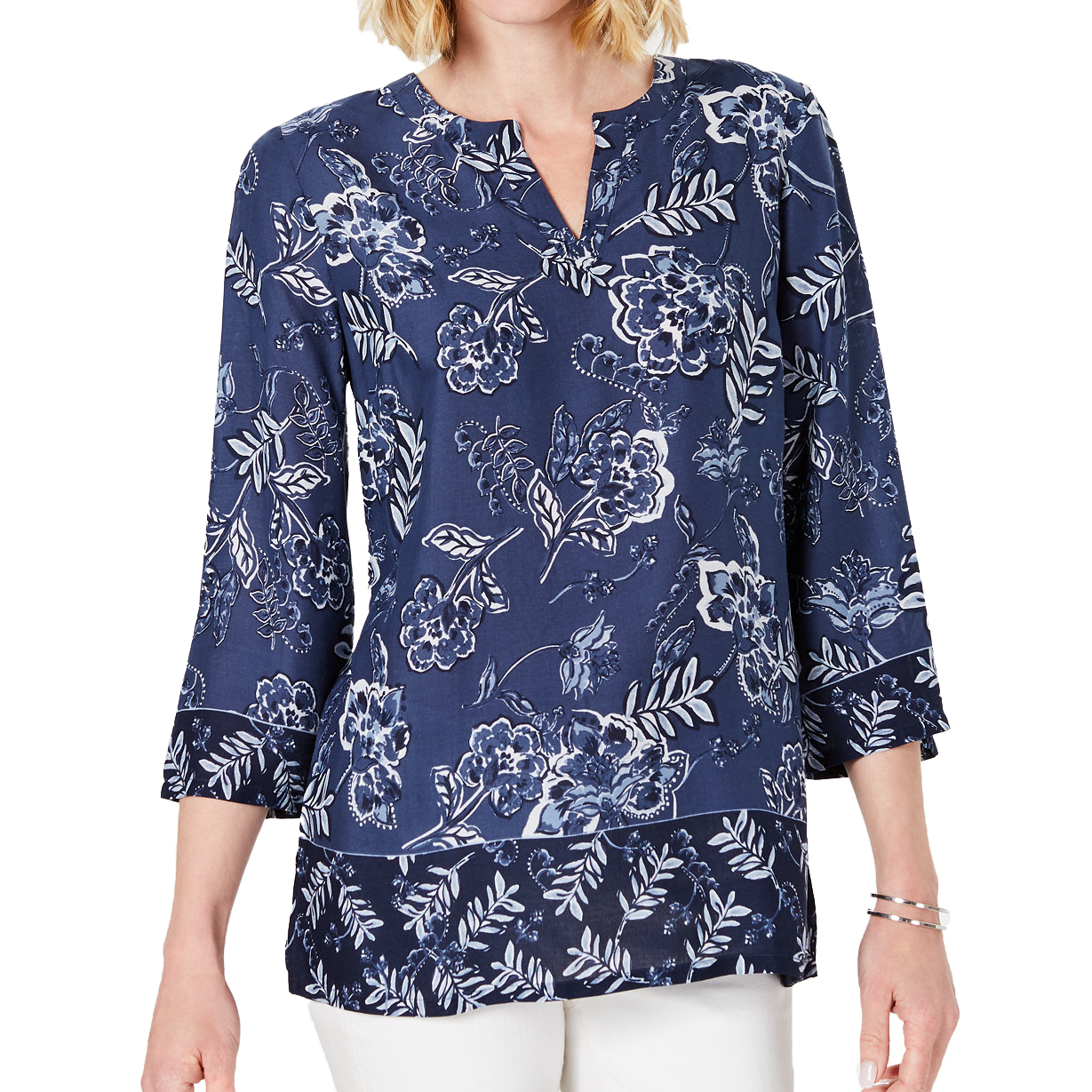 Charter Club Women Floral Print Tunic