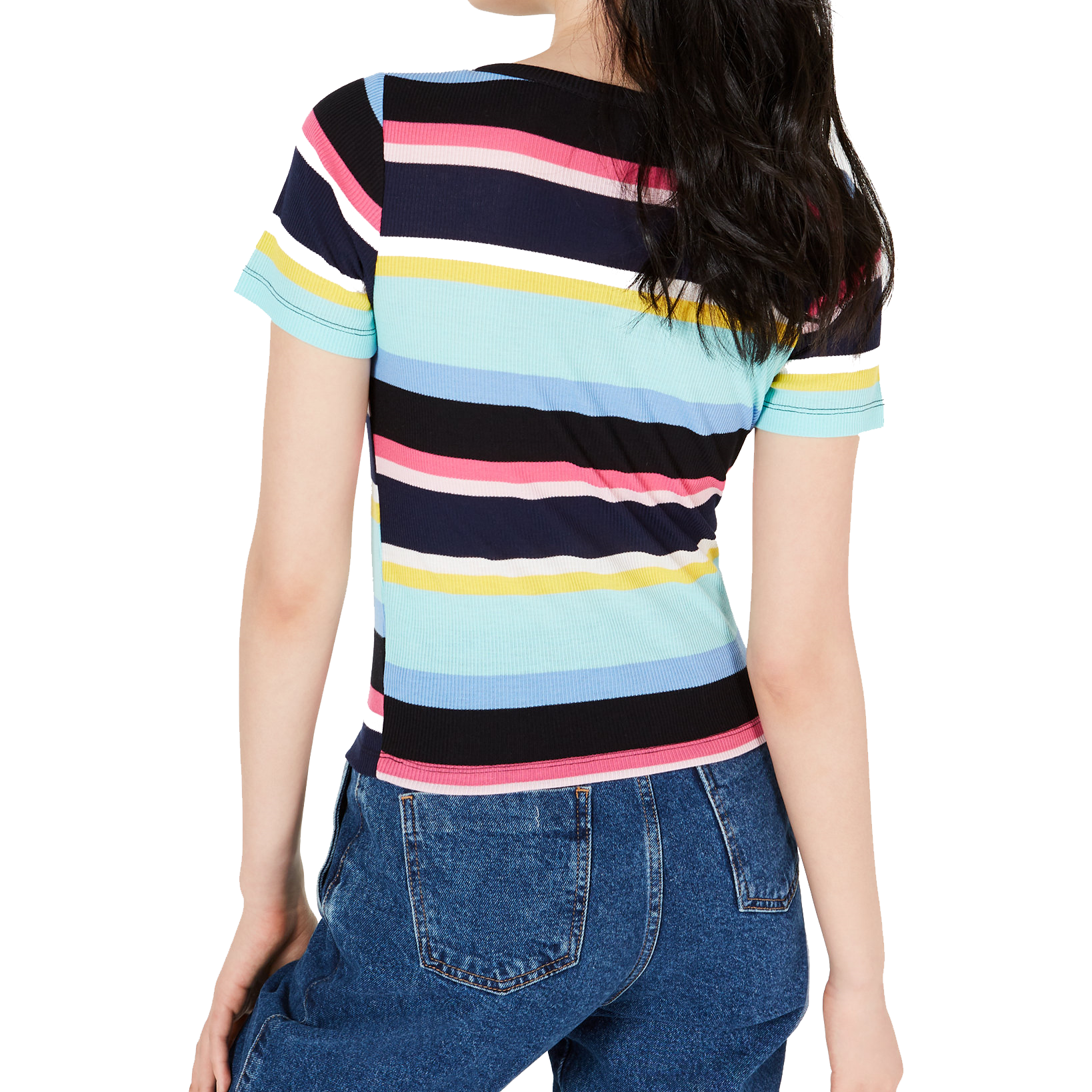 Planet Gold Women Striped V Neck Top