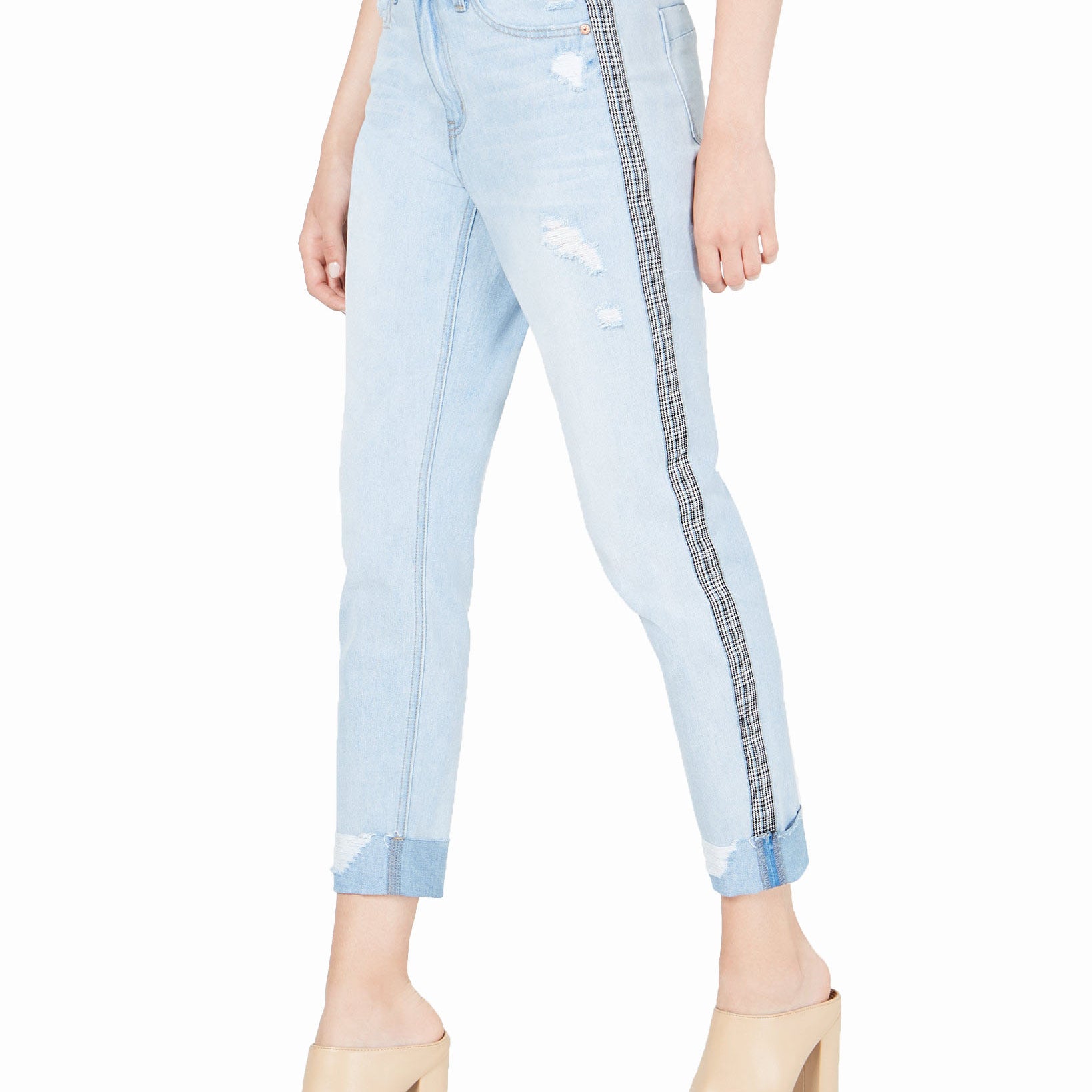 Rewash Women Ripped Herringbone Contrast Skinny Jeans