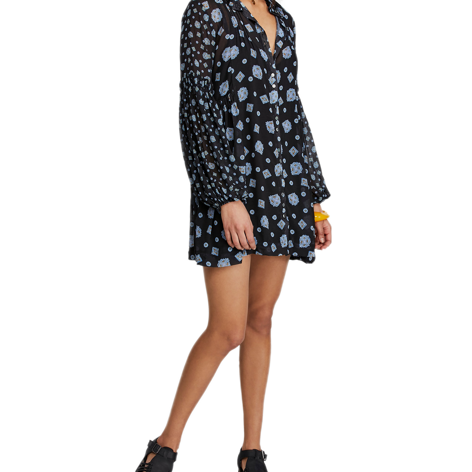 Free People Women Turn Turn Mini Dress Black Combo