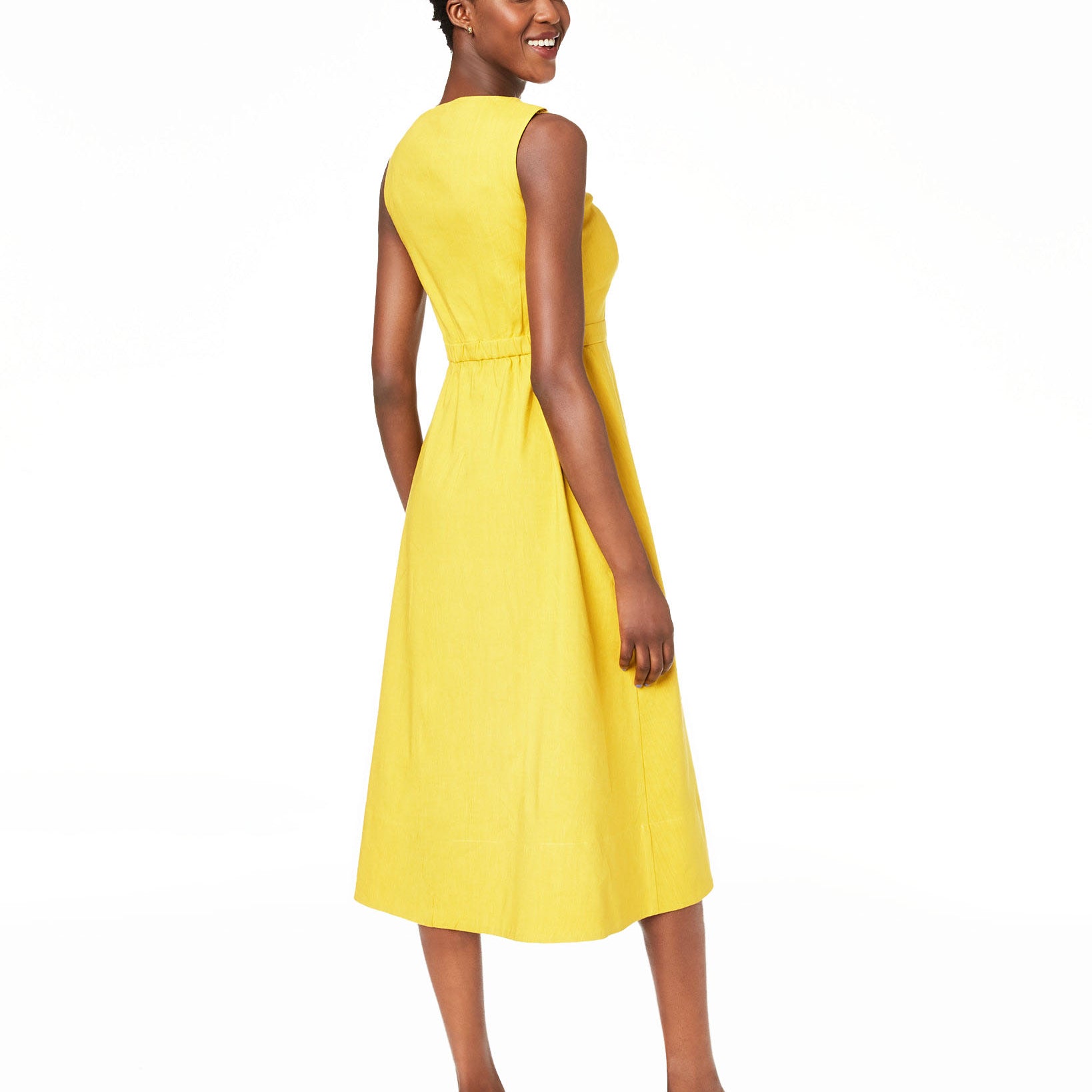 Alfani Women V Neck Sleeveless Button Down Dress