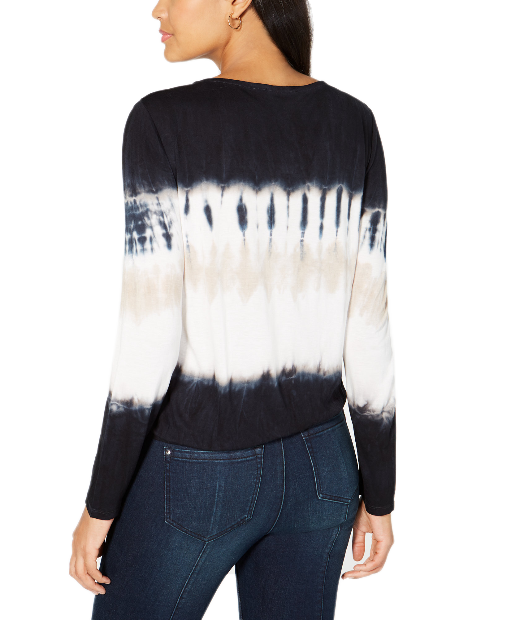 INC International Concepts Women Petite Tie Dye Surplice Top
