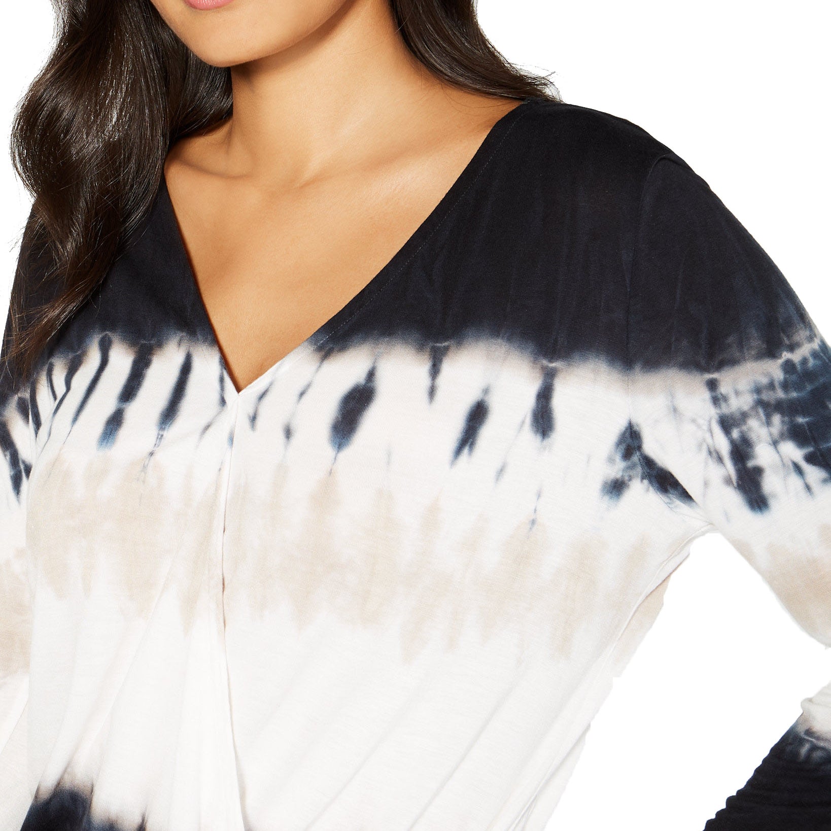 INC International Concepts Women Petite Tie Dye Surplice Top