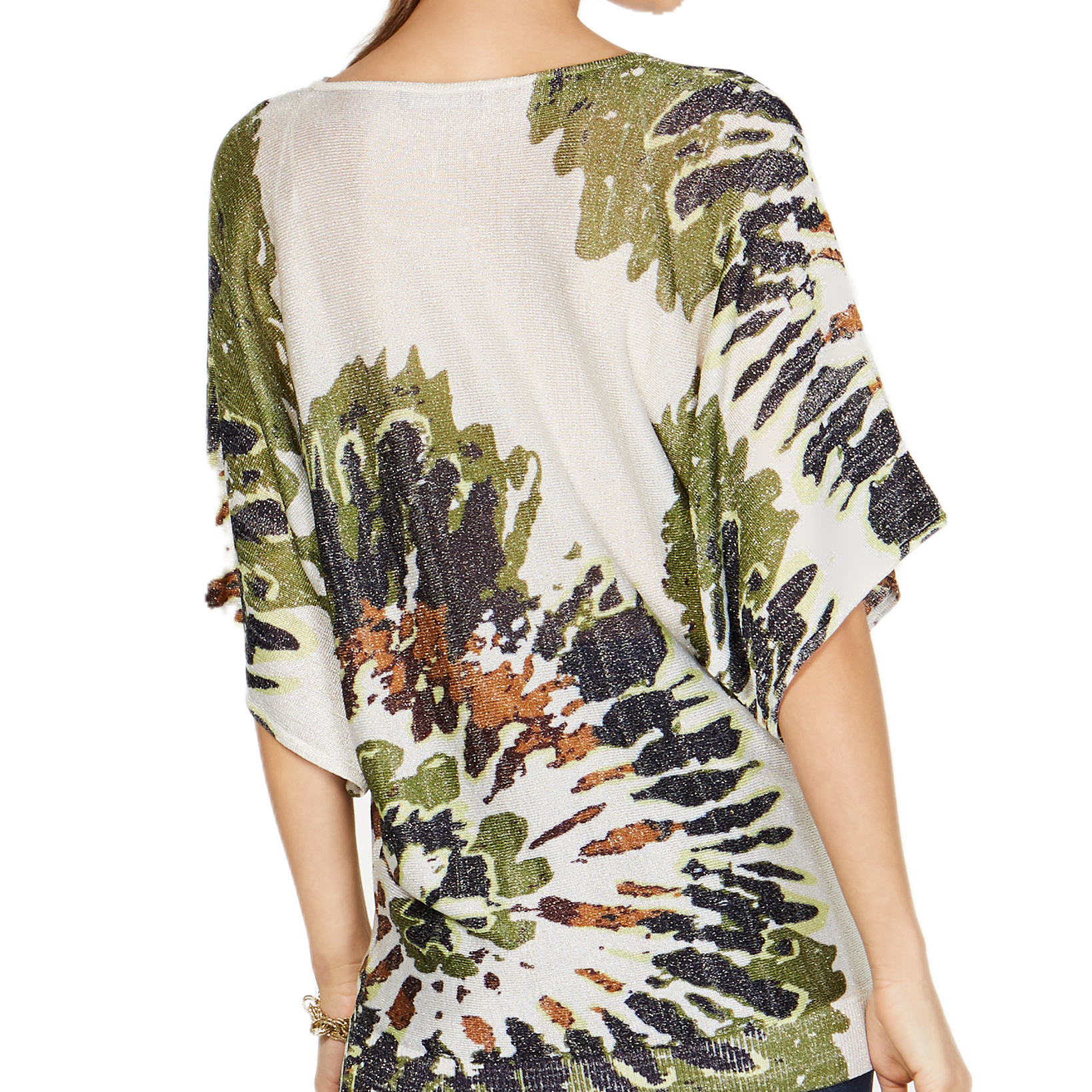 INC International Concepts Women Petite Tie Dyed Metallic Sweater