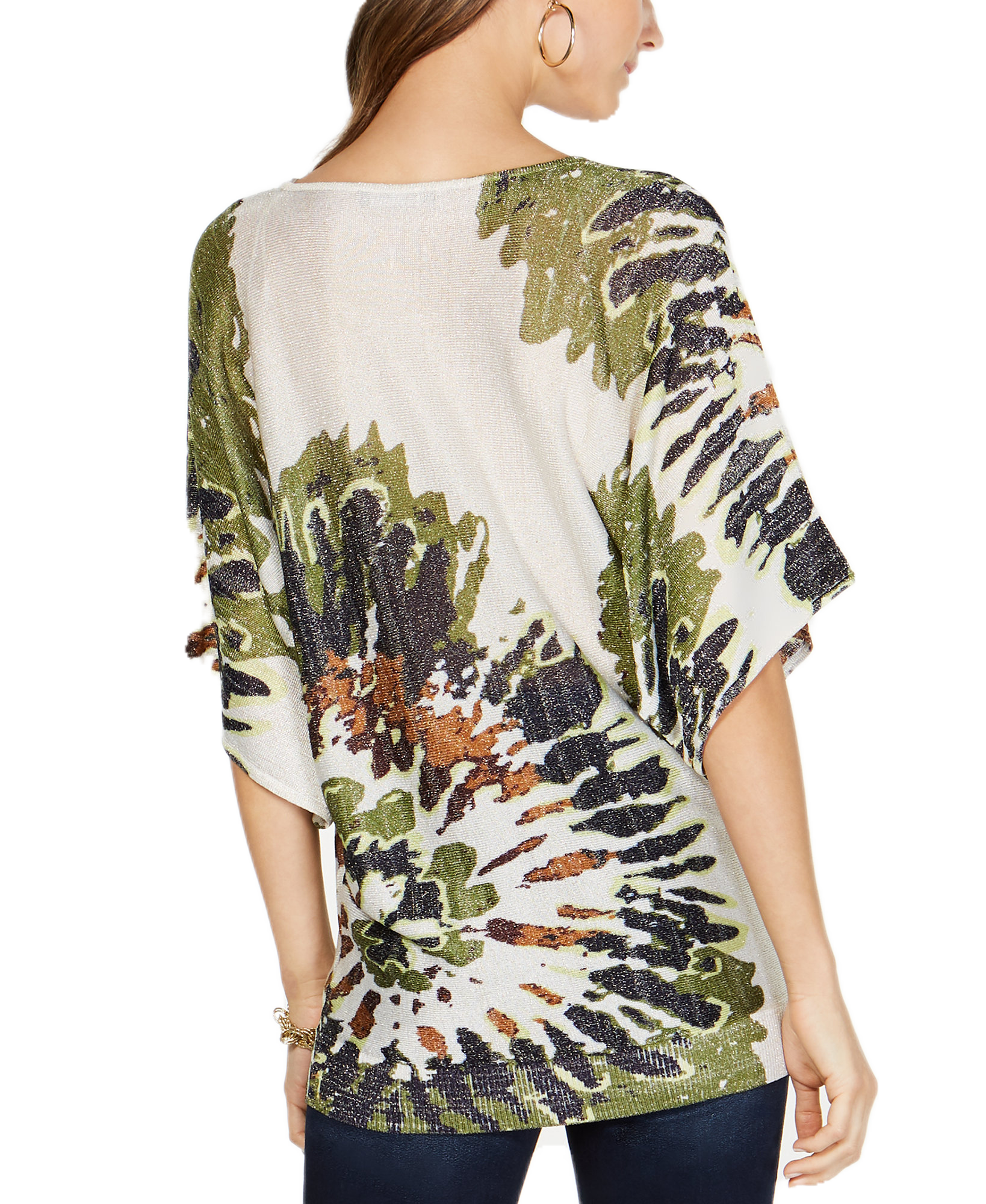INC International Concepts Women Petite Tie Dyed Metallic Sweater