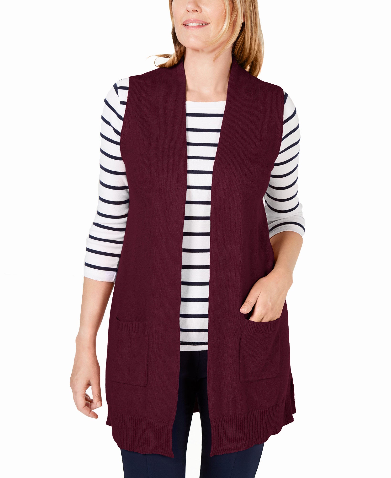 Karen Scott Women Sweater Vest Merlot